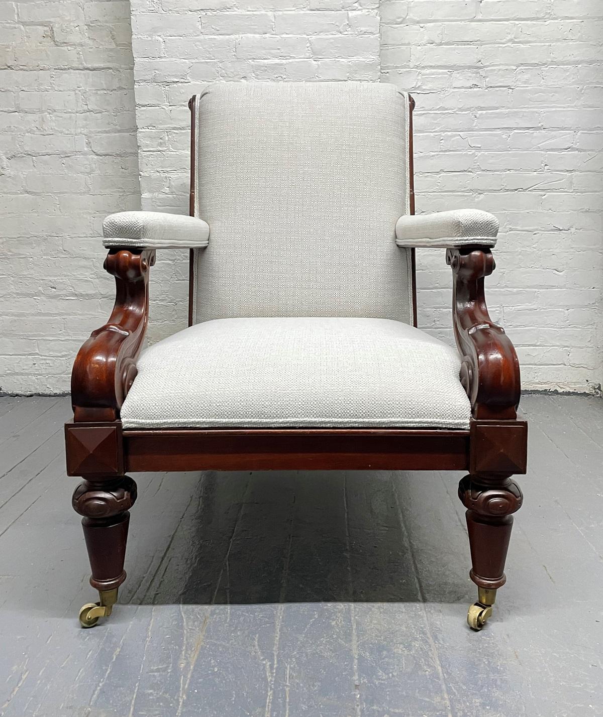 Pair of Ralph Lauren Upholstered Lounge Chairs In Good Condition For Sale In New York, NY