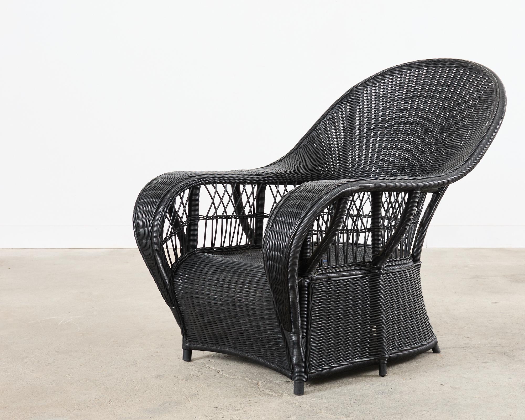 Pair of Ralph Lauren Wicker Rattan Garden Lounge Chairs For Sale 5