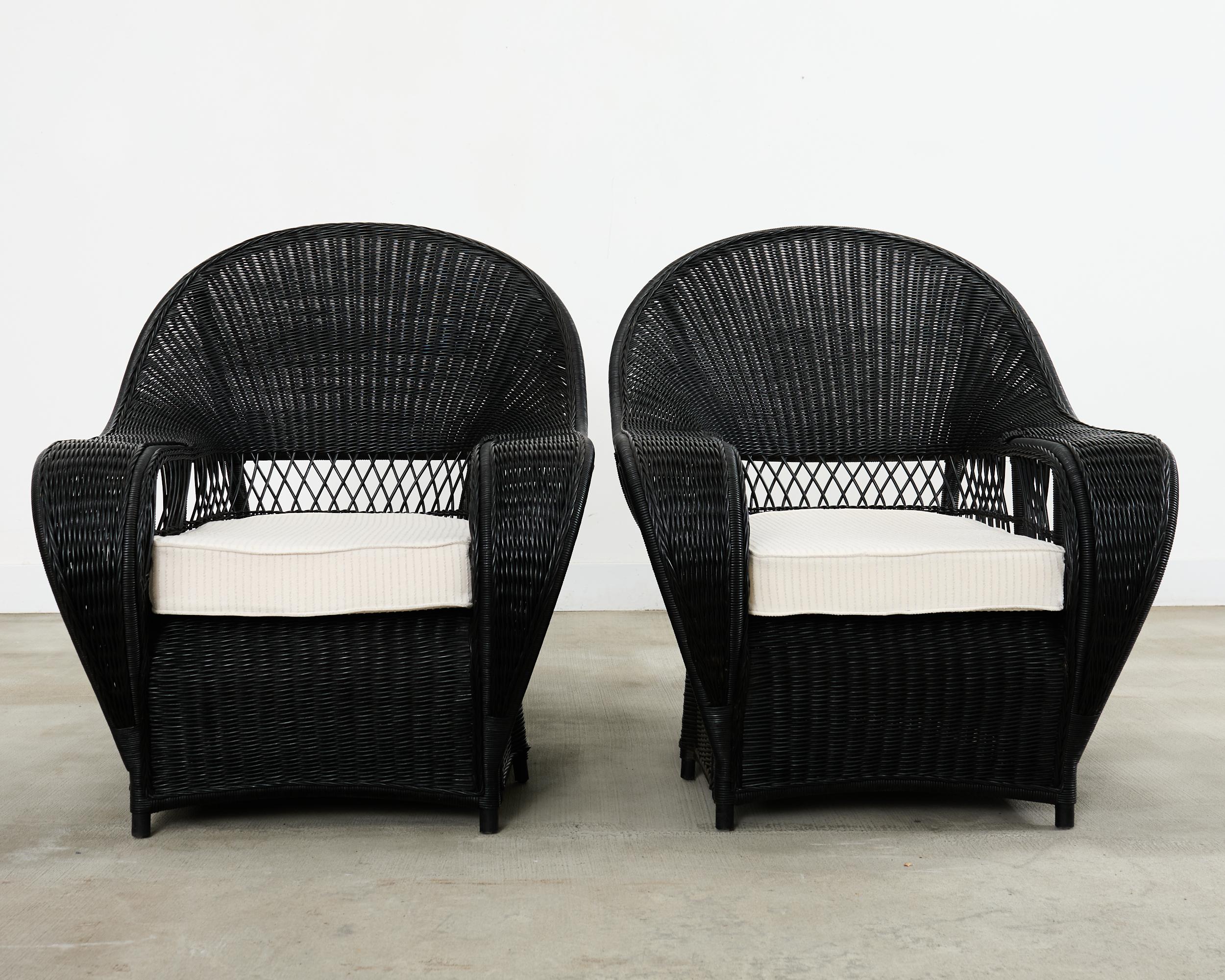 Ebanizzato Coppia di sedie da giardino in vimini e rattan di Ralph Lauren in vendita