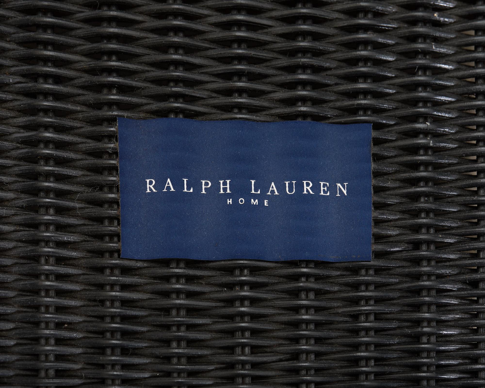 Pair of Ralph Lauren Wicker Rattan Garden Lounge Chairs For Sale 2
