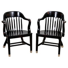 Pair of Ralph Lauren Wooden Armchairs with Nickel Cap Feet