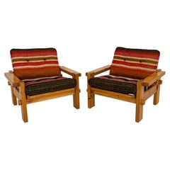 Pair of “Ramo” Pine Lounge Chairs by Yngve Ekström for Swedese, 1970s