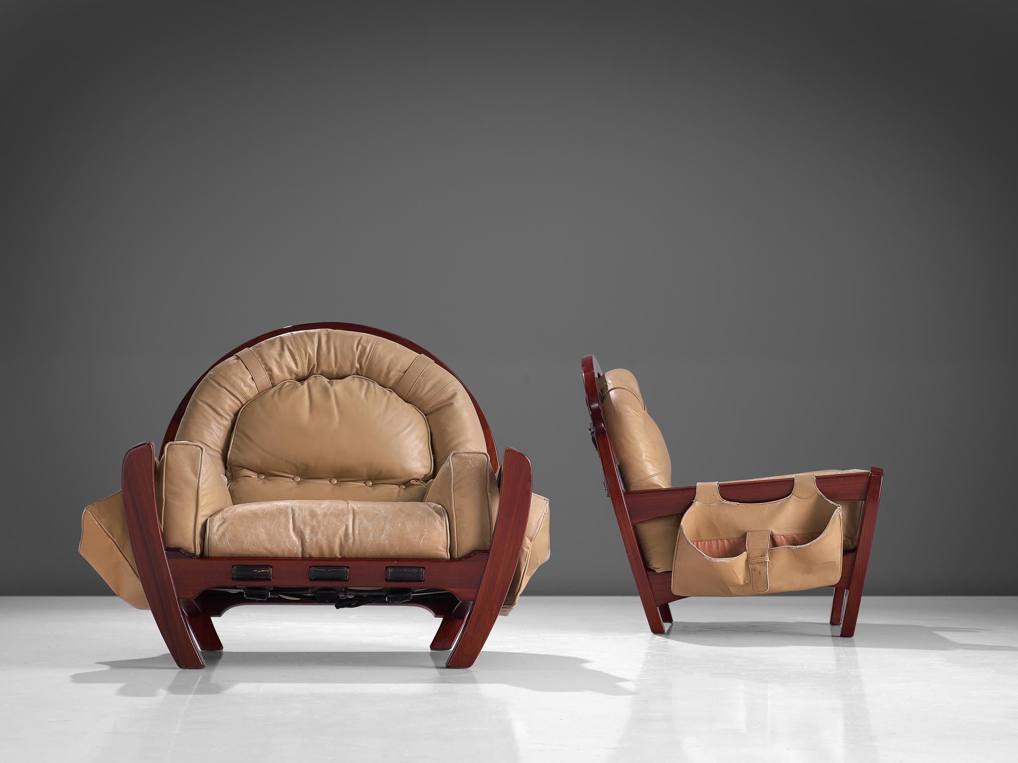 Mid-Century Modern Pair of 'Rancero' Lounge Chairs of Luciano Frigerio