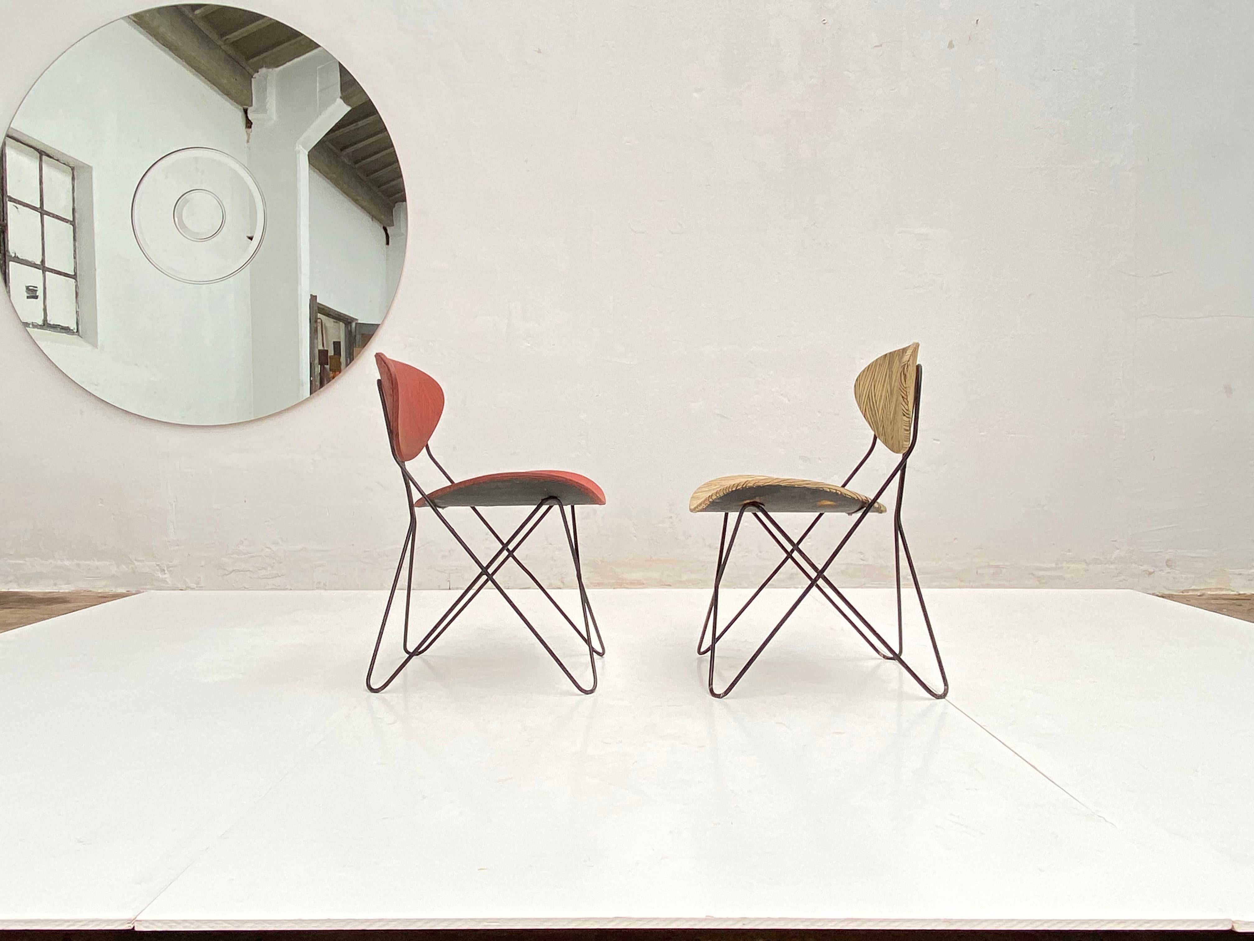 Mid-20th Century Pair of Raoul Guys 'Antony', Chairs Designed for Cite University, Paris , 1954 For Sale
