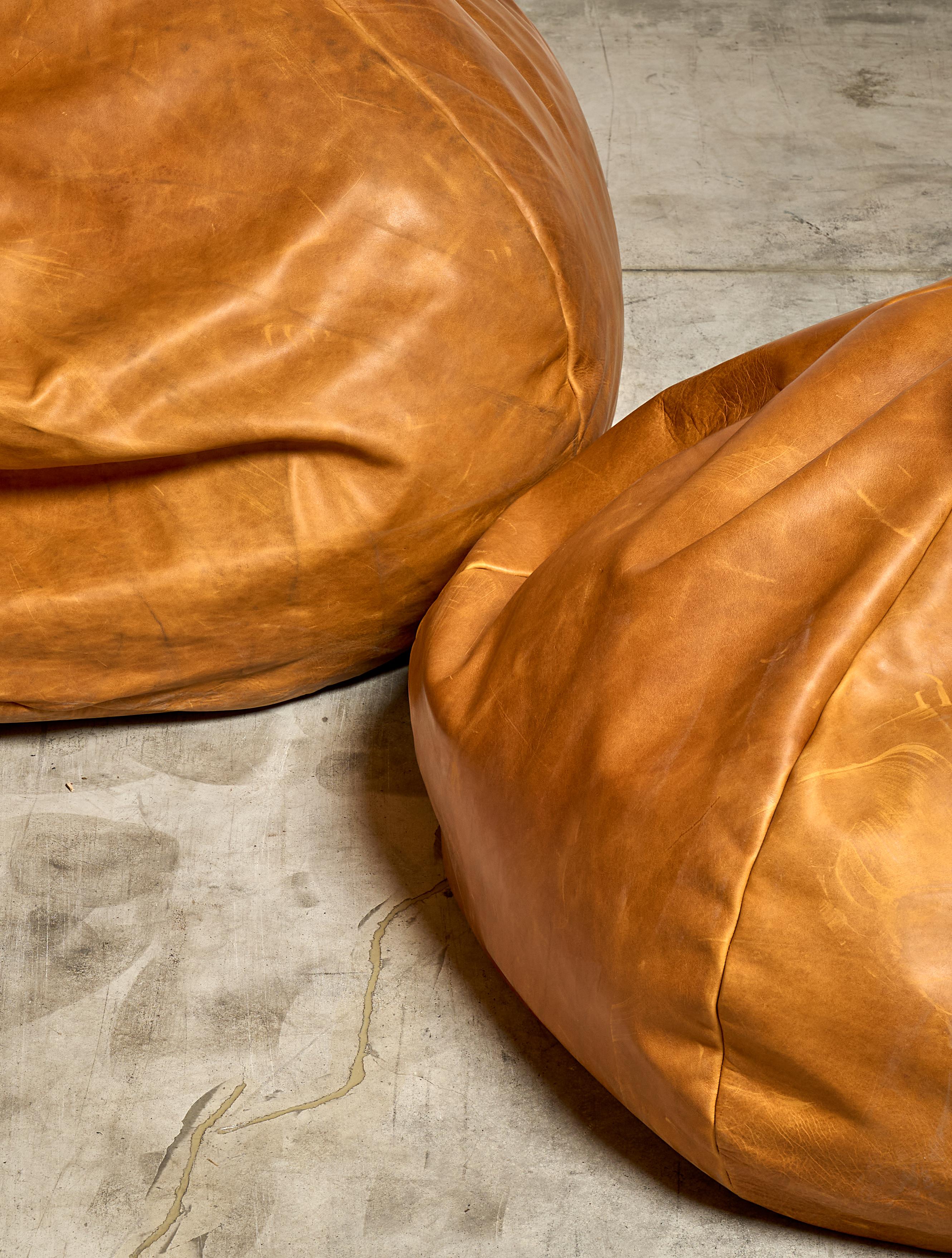Français Pair of Raphael Raffel poufs for Honore Paris, 1970's, France en vente