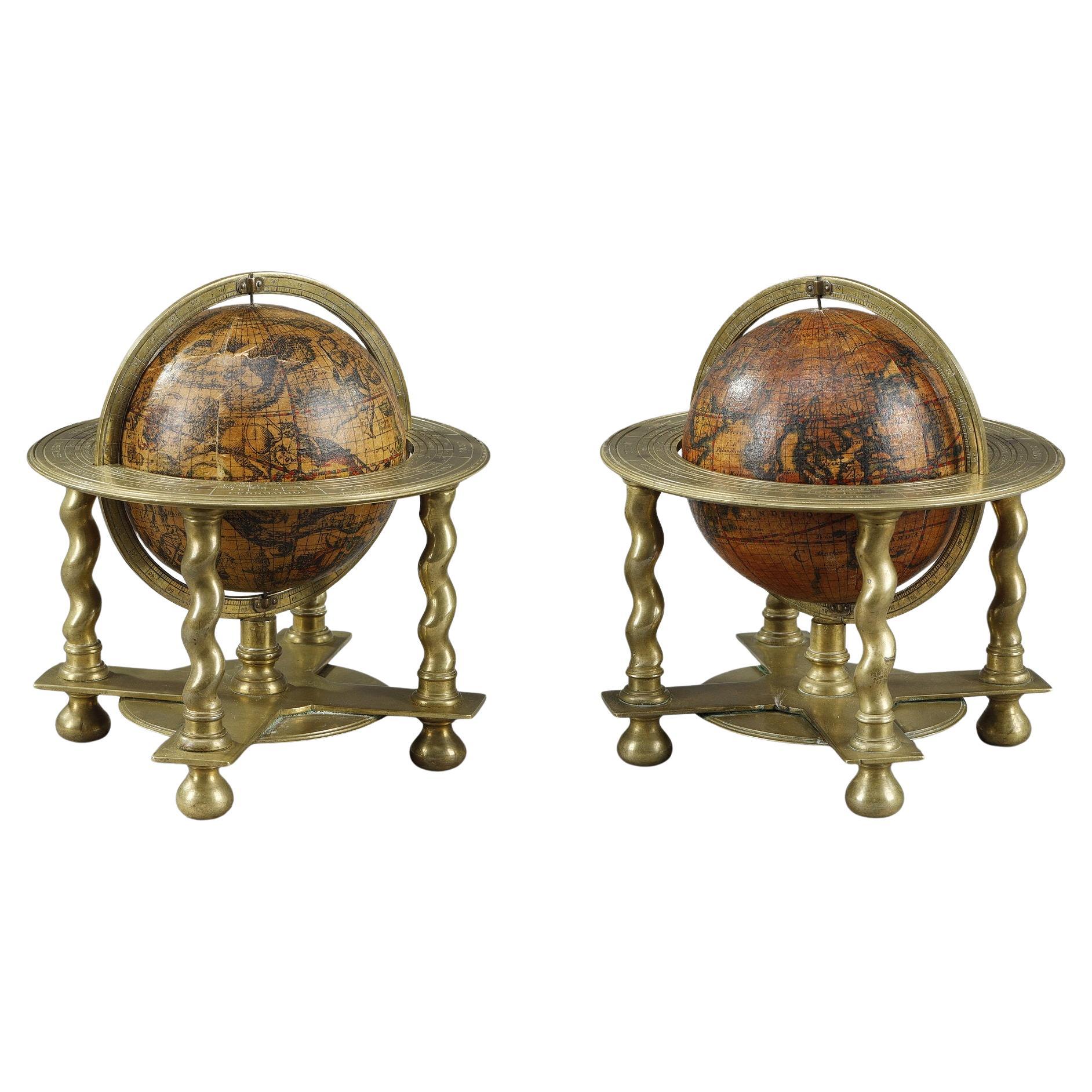 Pair of rare 17th century celestial and terrestrial globes, Vincenzo Coronelli