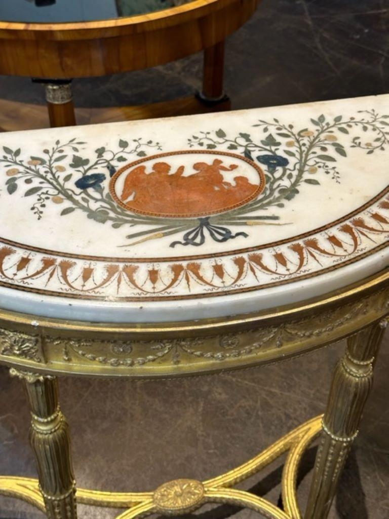 English Pair of Rare 18th Century George III Giltwood Consoles with Marble Tops For Sale