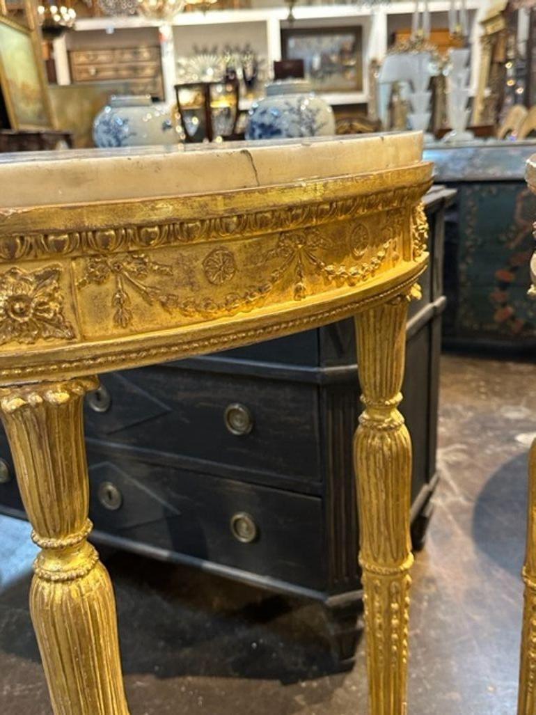 Pair of Rare 18th Century George III Giltwood Consoles with Marble Tops For Sale 1