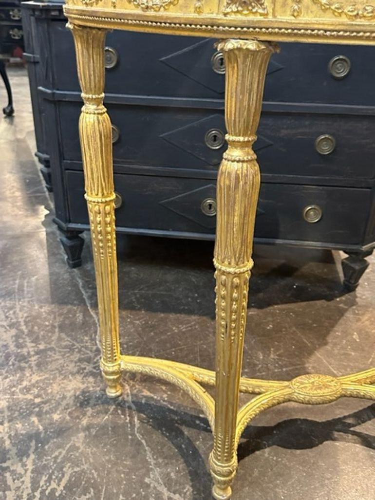 Pair of Rare 18th Century George III Giltwood Consoles with Marble Tops For Sale 3