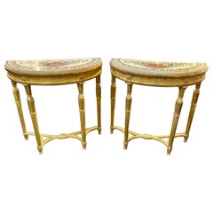 Pair of Rare 18th Century George III Giltwood Consoles with Marble Tops