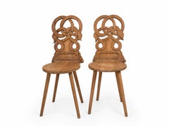Paire de rares « chaises serpent » allemandes du XVIIIe siècle en hêtre, vers 1780
