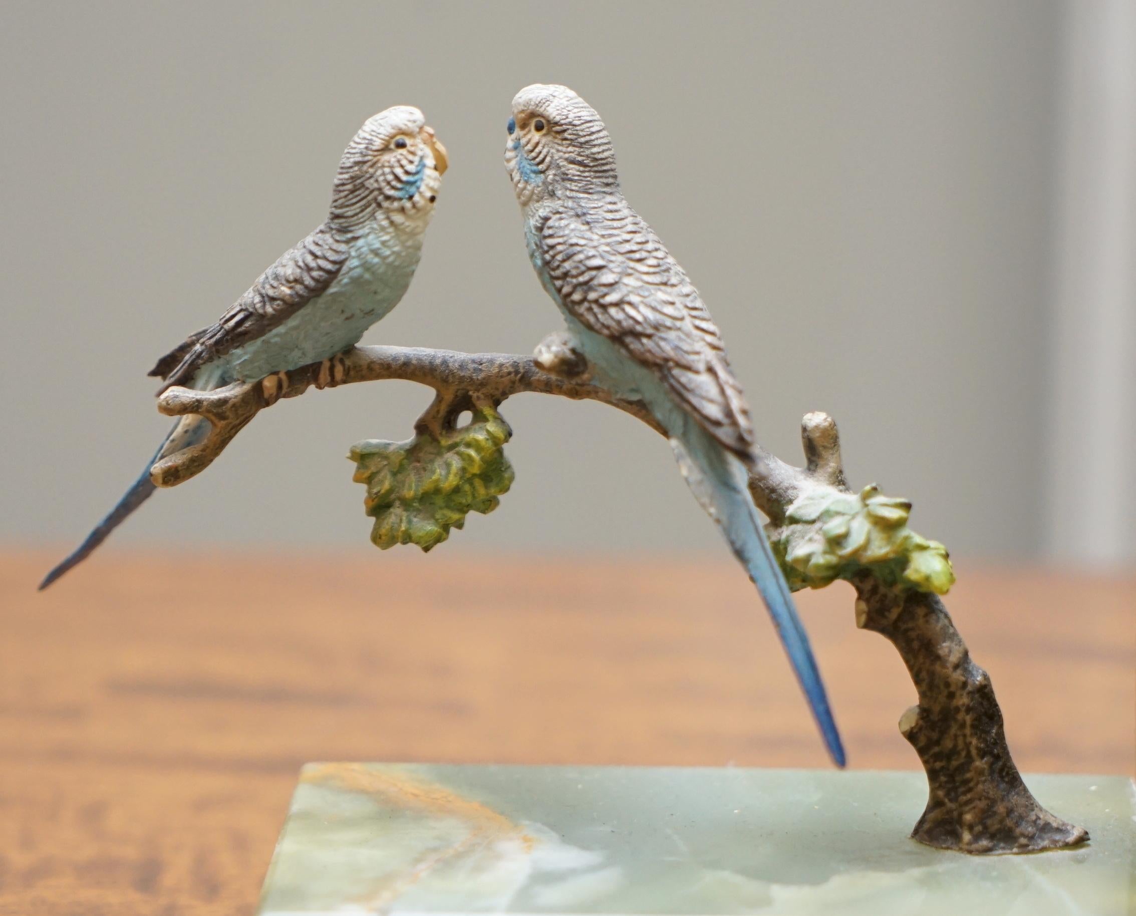 Pair of Rare 1920 Austrian Vienna Cold Painted Bronze Bookends Birds of Paradise 3