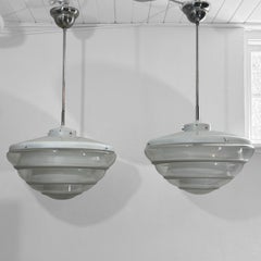 Paar seltene industrielle Bauhaus KG-Hängeleuchten aus den 1930er Jahren von K.G. Lindesvärd