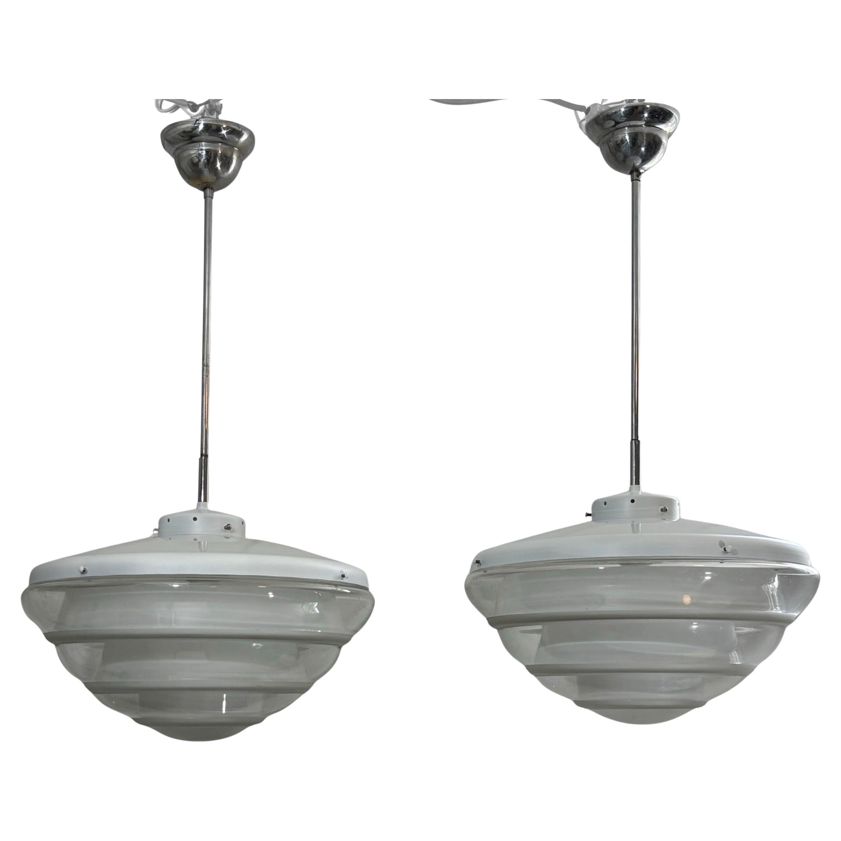 Pair of Rare 1930s industrial Bauhaus KG Pendant Lamps by K.G. Lindesvärd For Sale