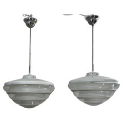 Pareja de raras lámparas colgantes industriales Bauhaus KG de los años 30, de K.G. Lindesvärd