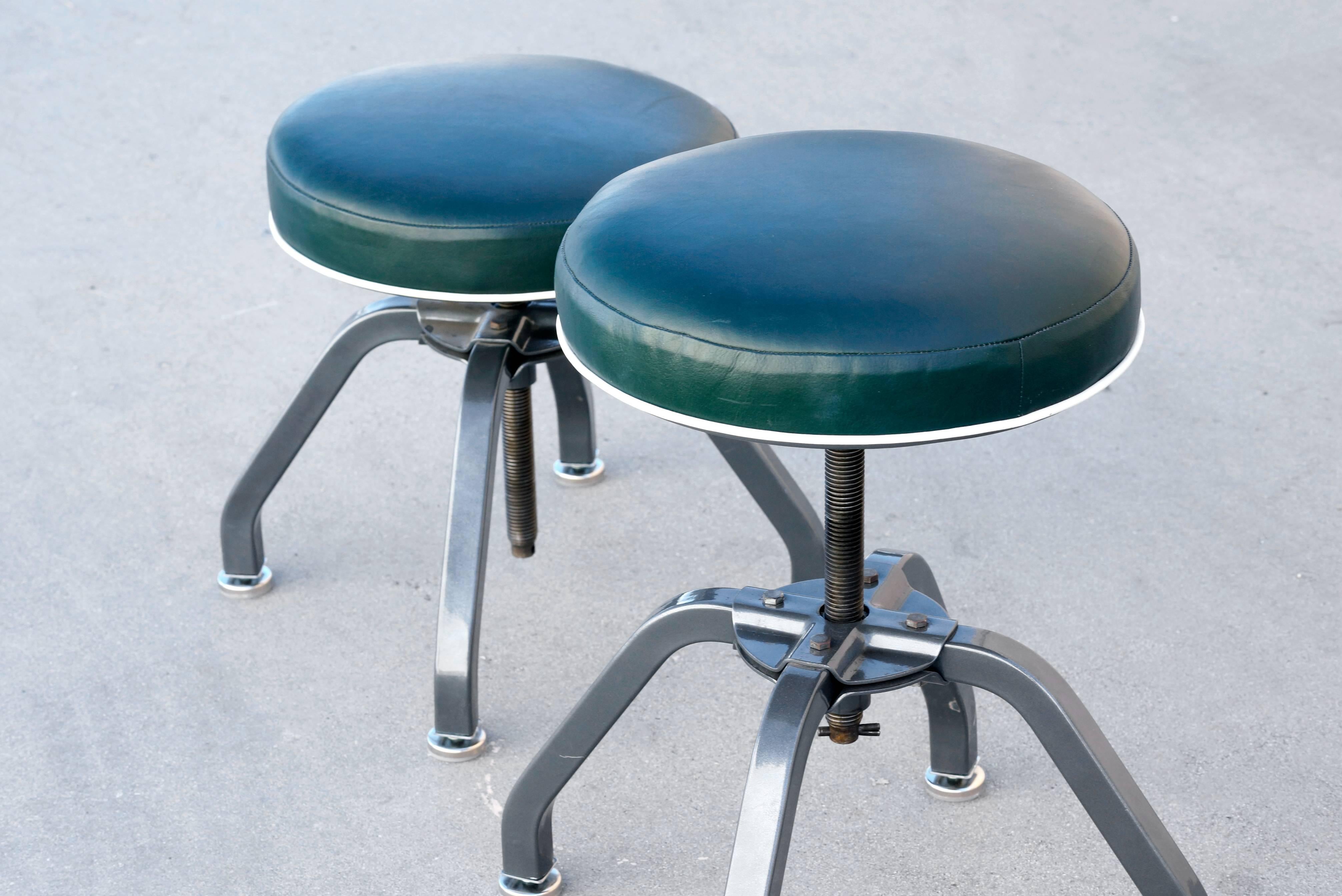 Industrial Pair of Rare 1940s Buty-Crafters Salon Stools