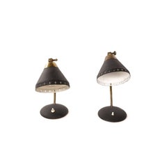 Pair of Rare 1950 Swedish EWÅ Metal and Brass Table Lamps