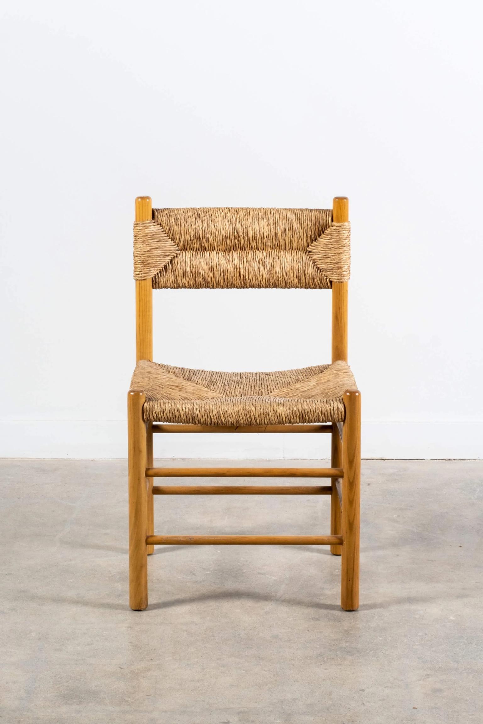 Jute Pair of Rare 1950s Dordogne Dining Chairs by Charlotte Perriand for Robert Sento For Sale