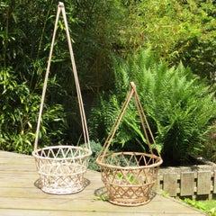 Pair of Rare 1960s Russell Woodard Fibreglass Hanging Plant Holder Basket