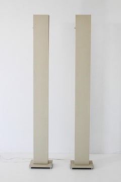 Pair of Rare 1970s Enamel Monolith Skyscraper Torchiere Floor Lamps Casella