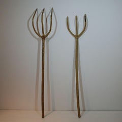 Pair of Rare 19th Century French Wooden Lavender or Pitch Forks