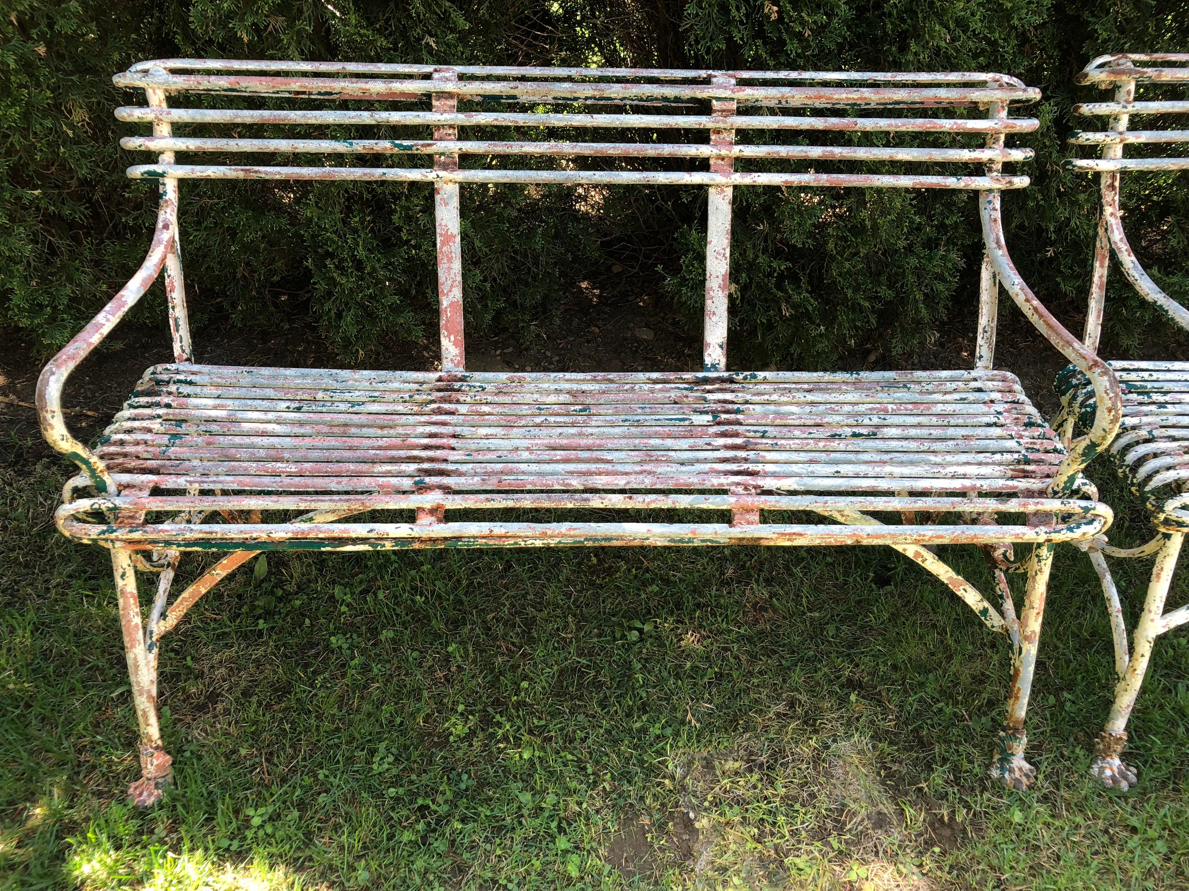 Pair of Rare 19th Century French Wrought Iron Arras Benches 5