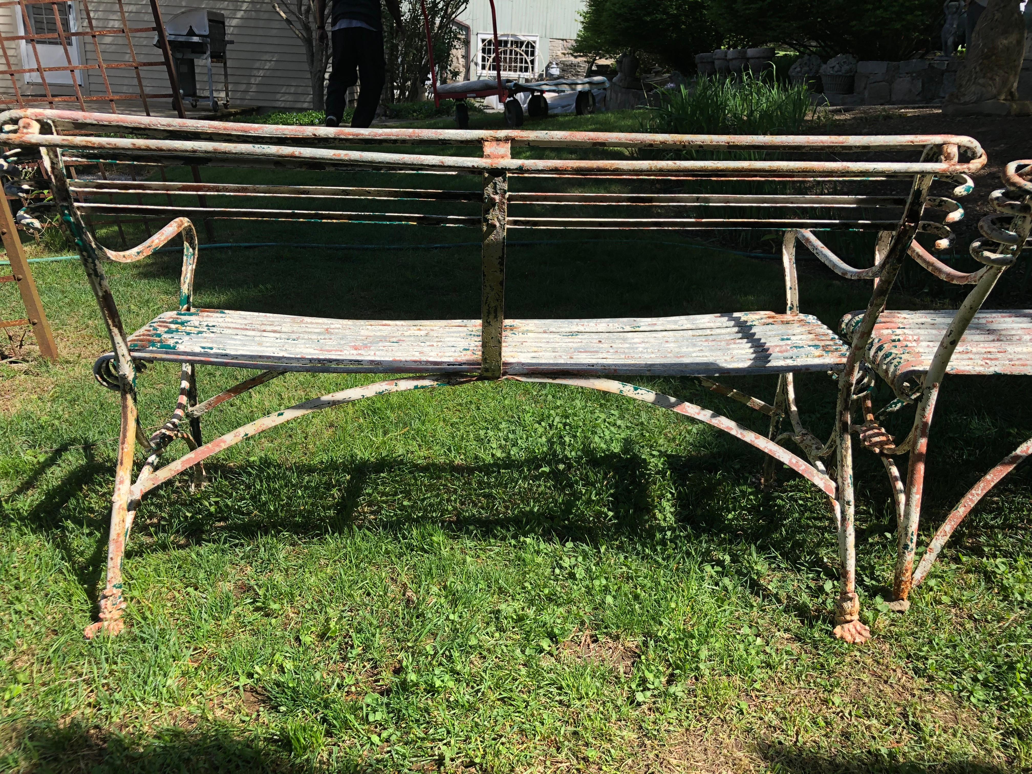 Pair of Rare 19th Century French Wrought Iron Arras Benches 6