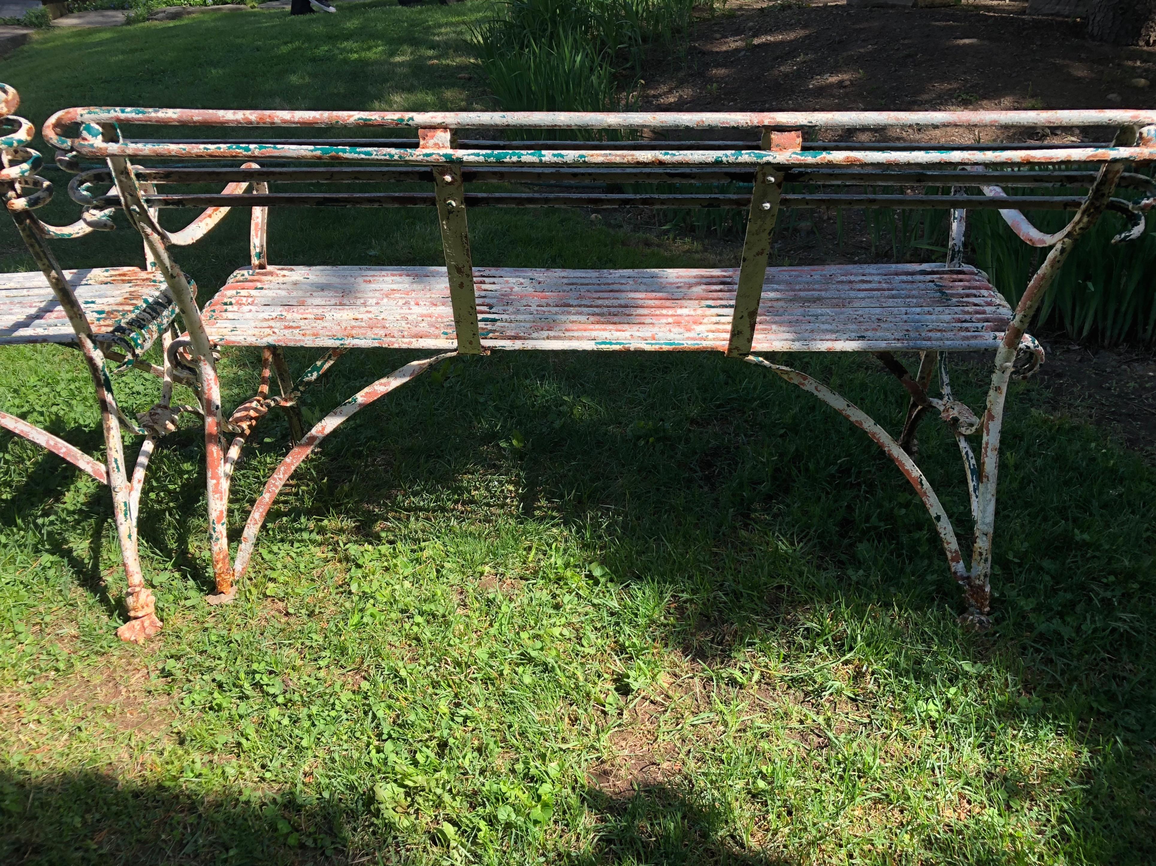 Pair of Rare 19th Century French Wrought Iron Arras Benches 7