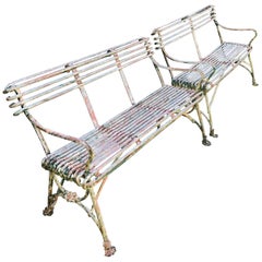 Pair of Rare 19th Century French Wrought Iron Arras Benches