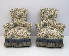 Pair of Rare 19th Century Napoleon III Brocade Armchairs