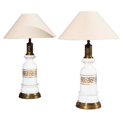 Pair of Rare 19th century Opaline Glass Table Lamps, c. 1890's
