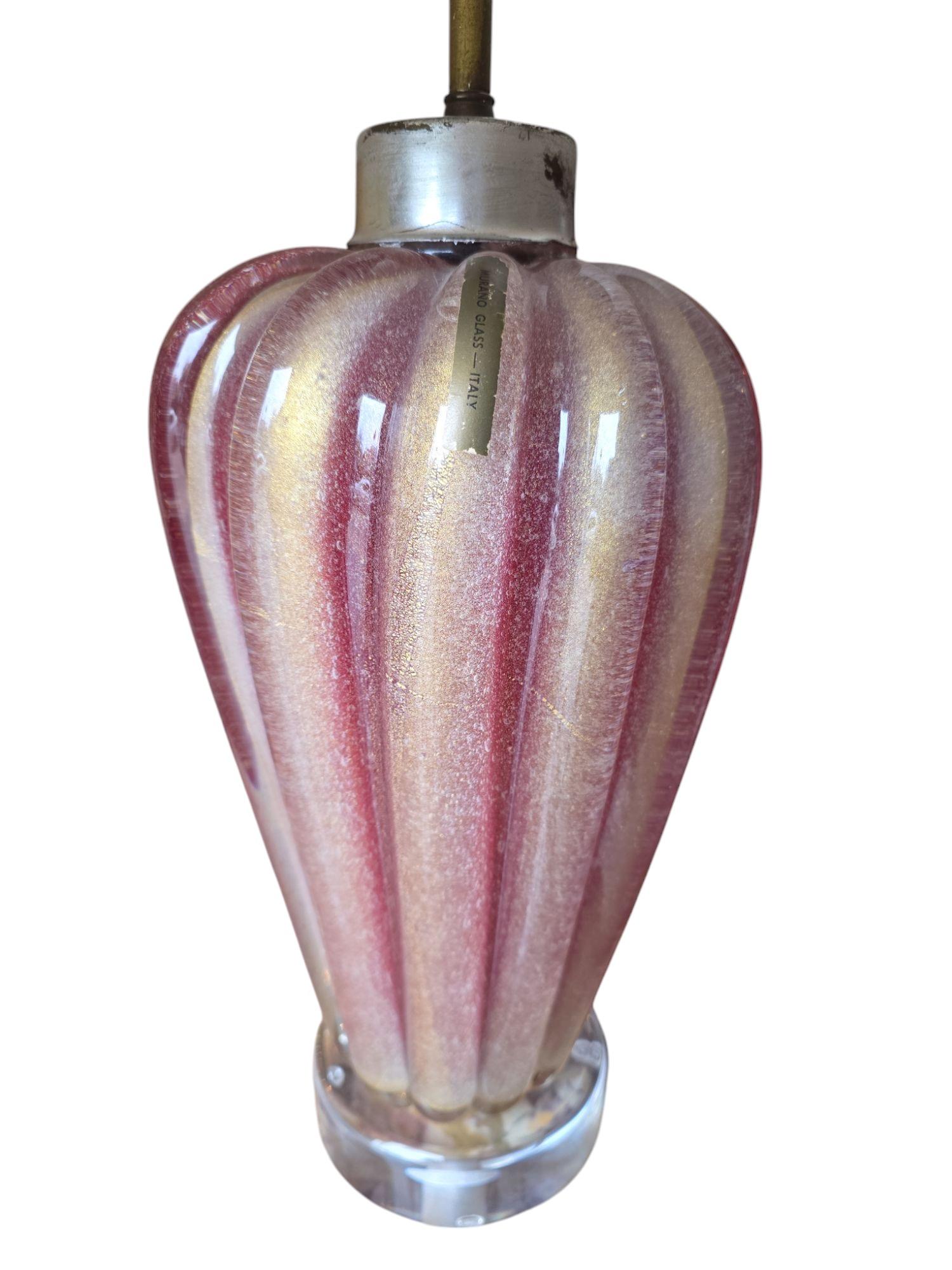 Paire de lampes de Murano italiennes rares du 20ème siècle, couleur sang de bœuf et or Excellent état - En vente à Los Angeles, CA