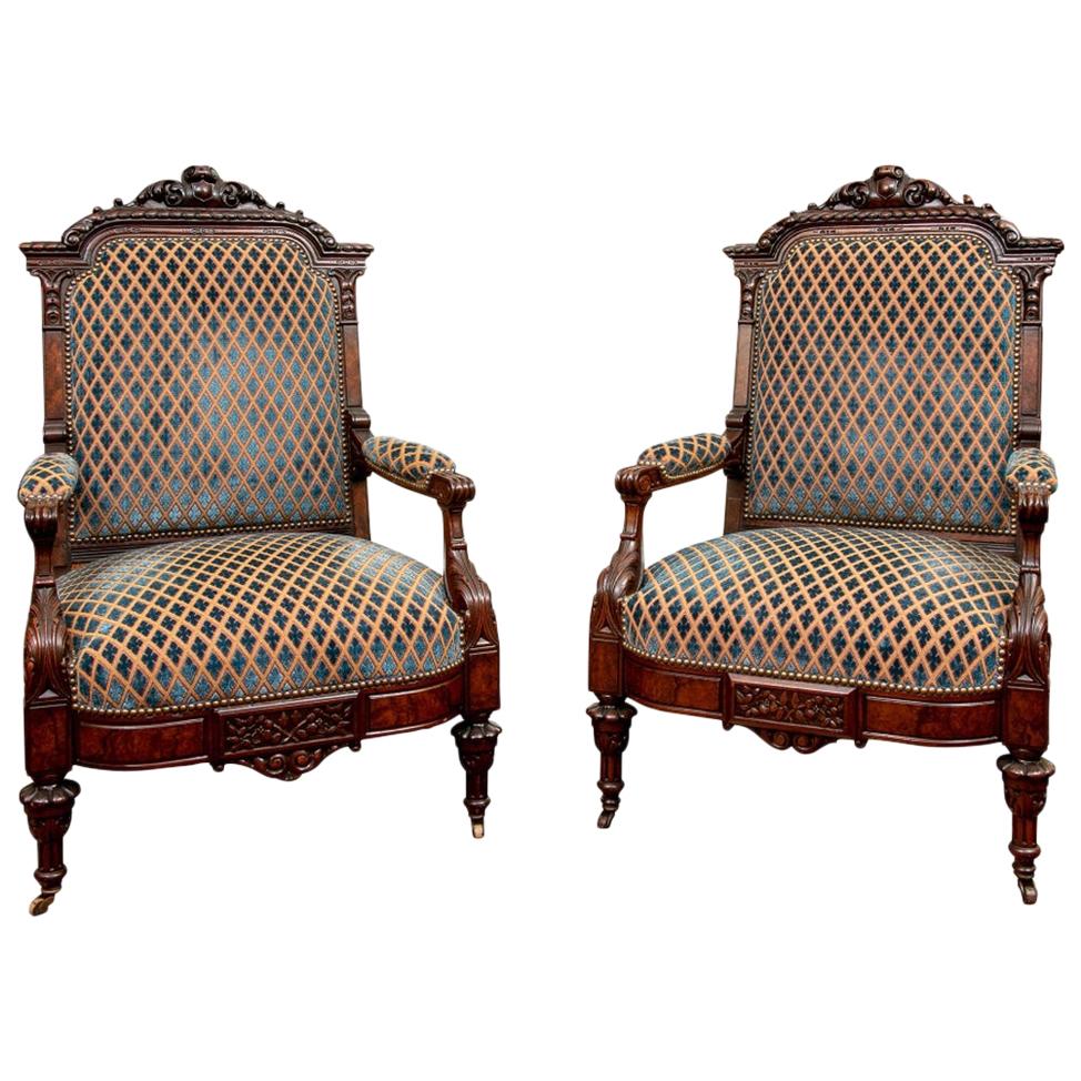 Matching Pair of Victorian Armchairs For Sale at 1stDibs