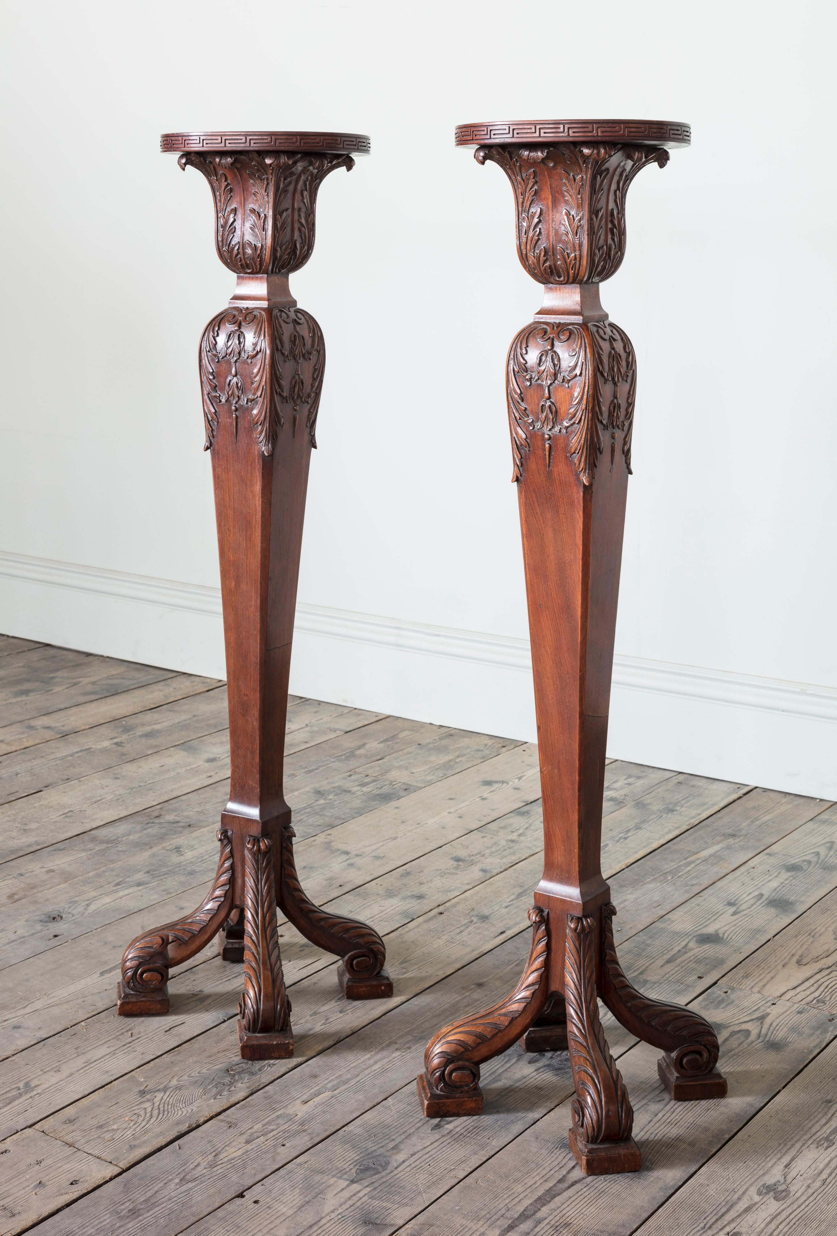 A Palladian period design rarely seen but inspired by the work of William Kent and Benjamin Goodison in the first half of the 18th Century.
The densely grained mahogany is of exceptional quality and chosen by the carver to achieve the level of depth