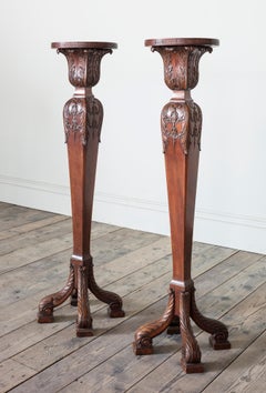 Pair of Rare and Important George II Carved Mahogany Torchères, 18th Century
