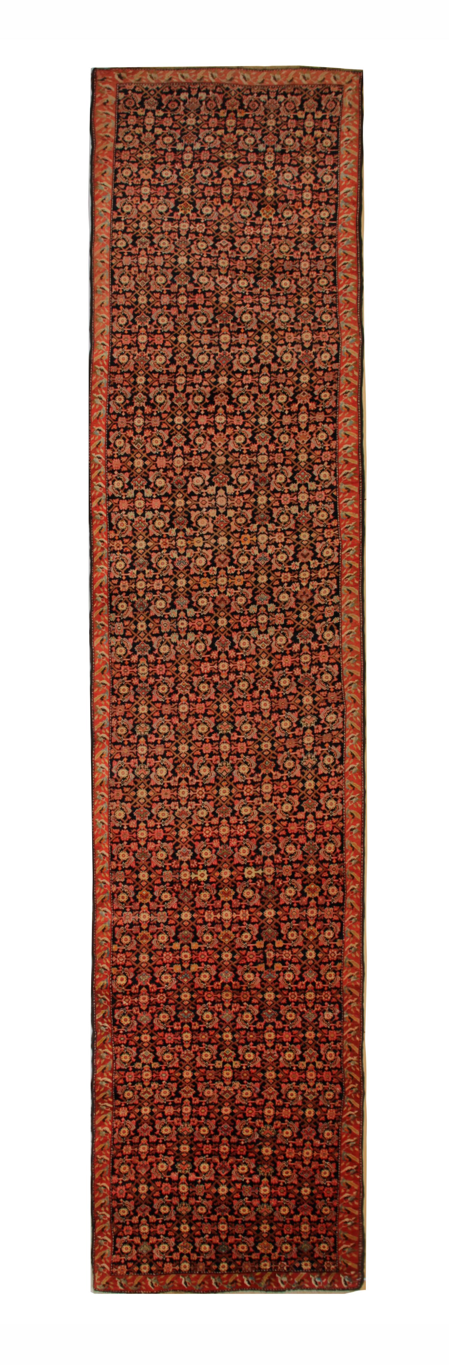 Tribal Pair of Rare Antique Runner Rug Caucasian Wool Carpet For Sale