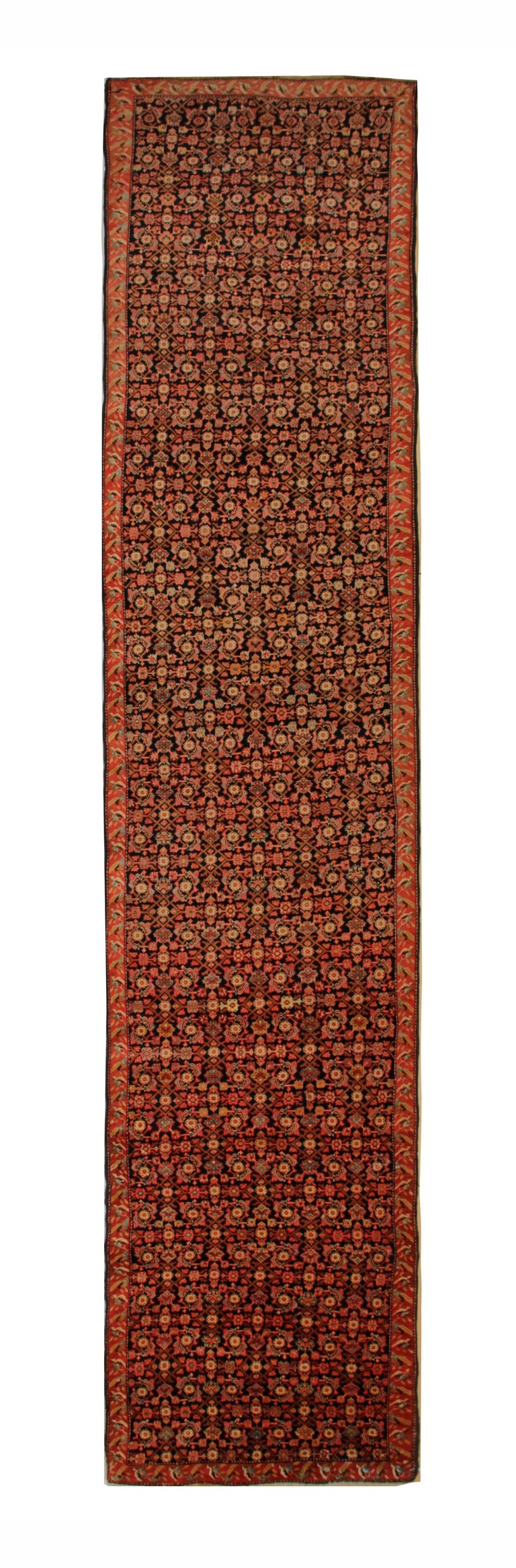 Tribal Pair of Rare Antique Runner Rug Caucasian Wool Carpet For Sale