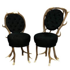Pair of rare Antler Parlor Chairs, France ca. 1860