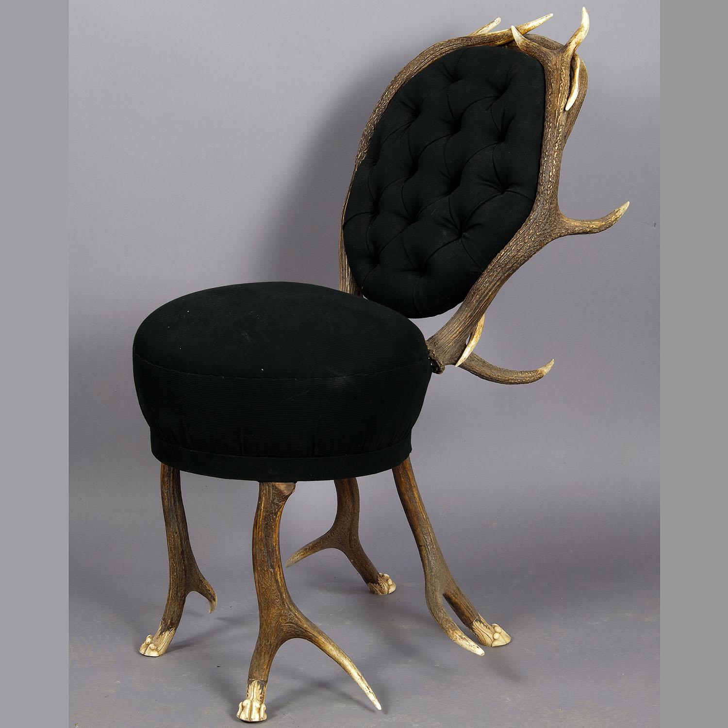 Black Forest Pair of rare Antler Parlor Chairs, France ca. 1860 For Sale