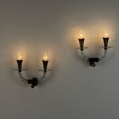 Coppia di rare lampade da parete Art Déco disegnate da Archimede Seguso, circa 1938