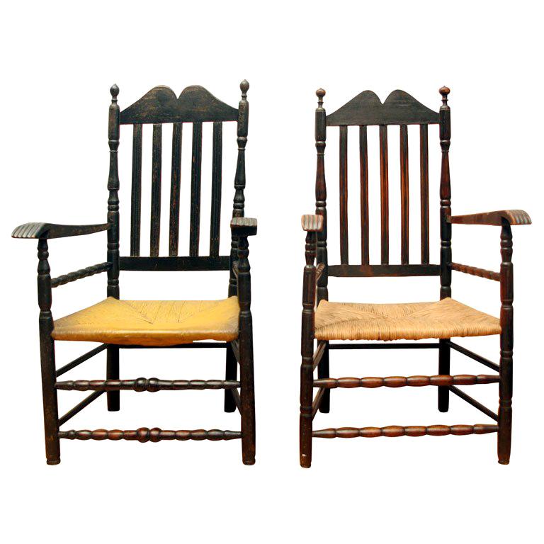 Pair of Rare Bannister Back Armchairs For Sale