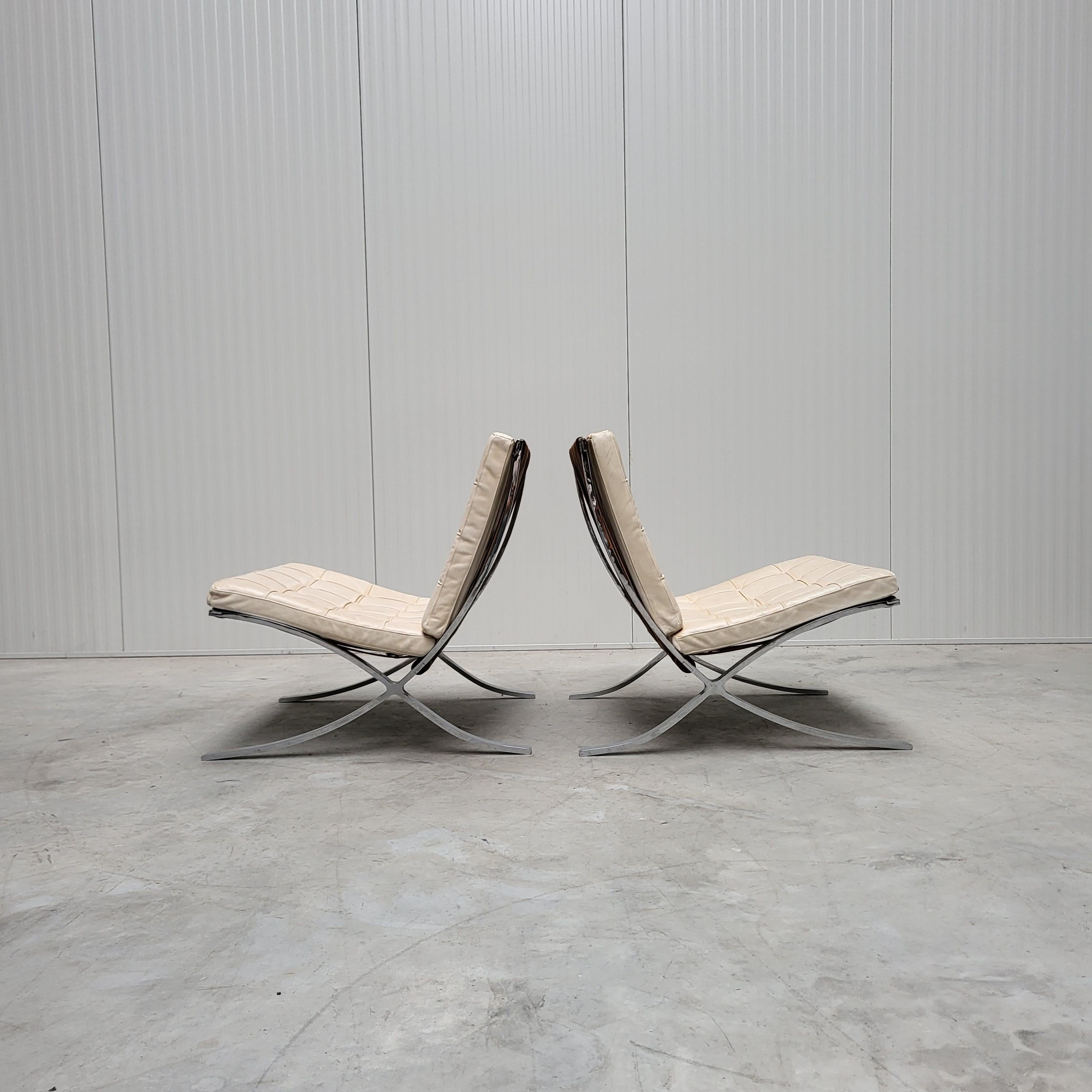 Pareja de raras sillas Barcelona de Mies Van Der Rohe por Stiegler Knoll años 50 en Bueno estado para la venta en Aachen, NW