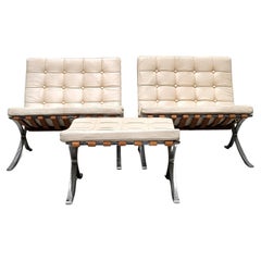 Pair of Rare Barcelona Chair by Mies Van Der Rohe by Stiegler Knoll 1950s