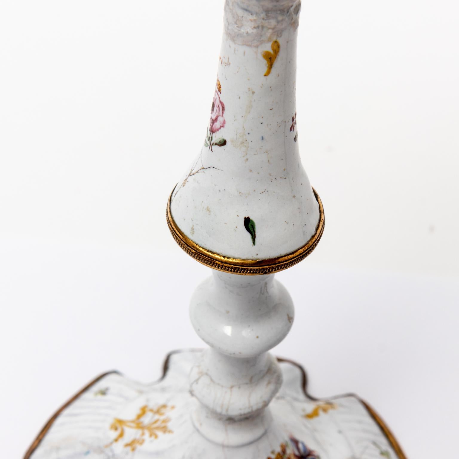 English Pair of Rare Battersea Candlesticks For Sale