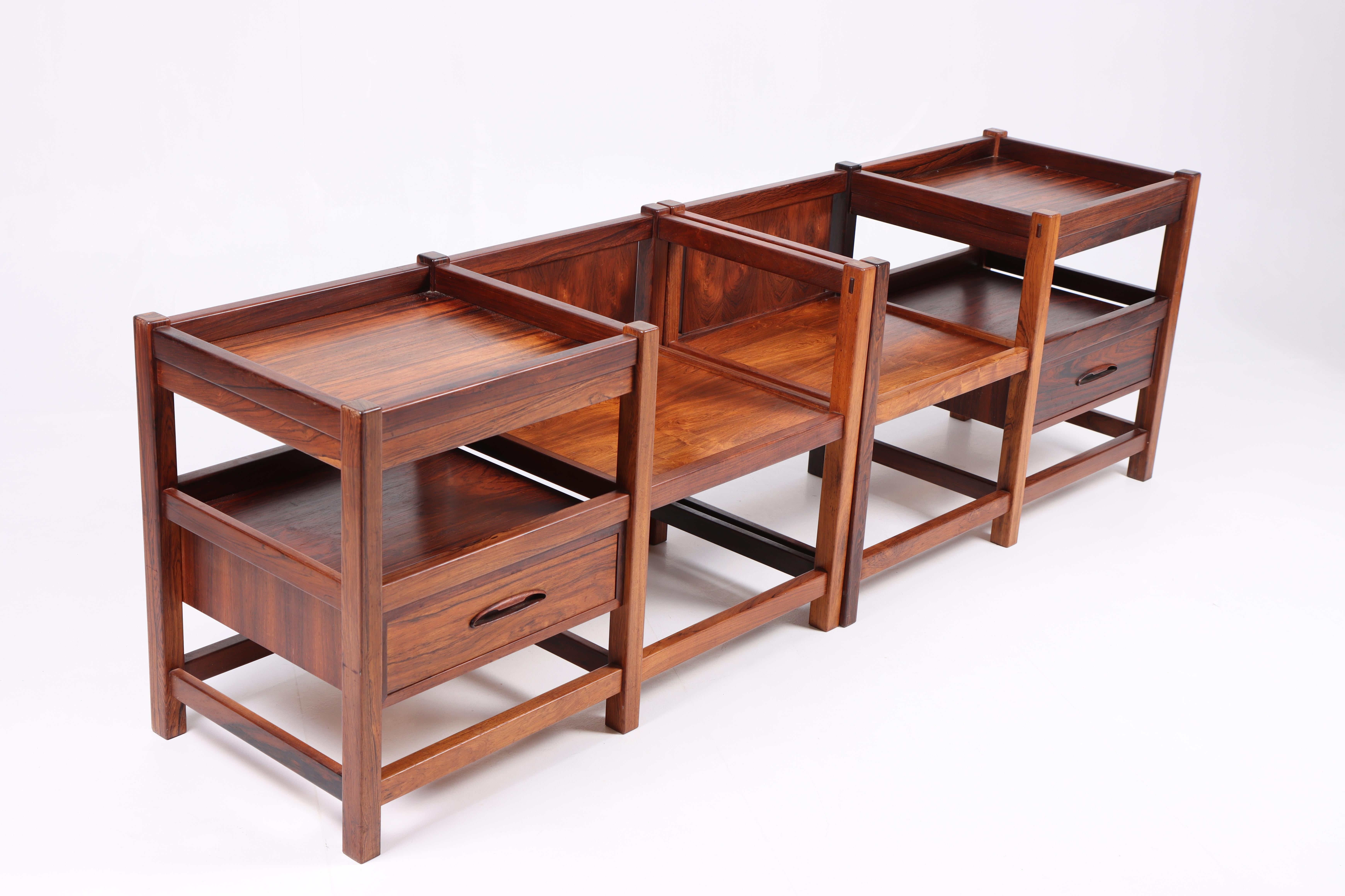 Danish Pair of Rare Benches in Rosewood, Made in Denmark 1960s For Sale