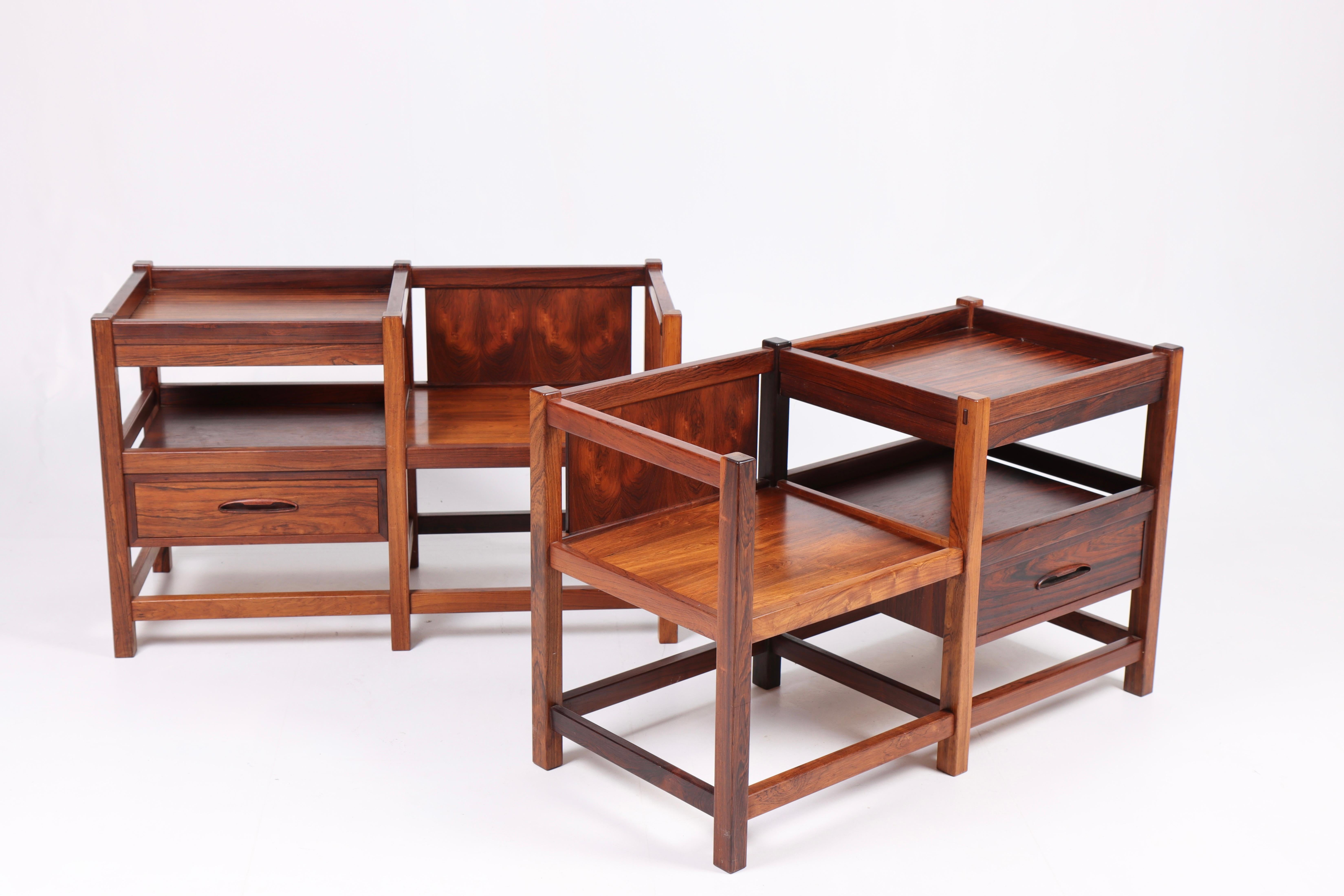 Pair of Rare Benches in Rosewood, Made in Denmark 1960s In Good Condition For Sale In Lejre, DK