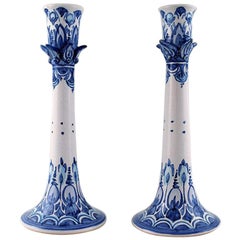 Pair of Rare Bjørn Wiinblad Unique Ceramic Candlesticks