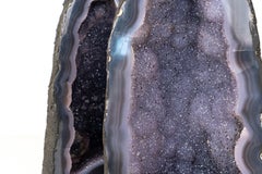 Pair of Rare Blue Agate Geode Cathedrals