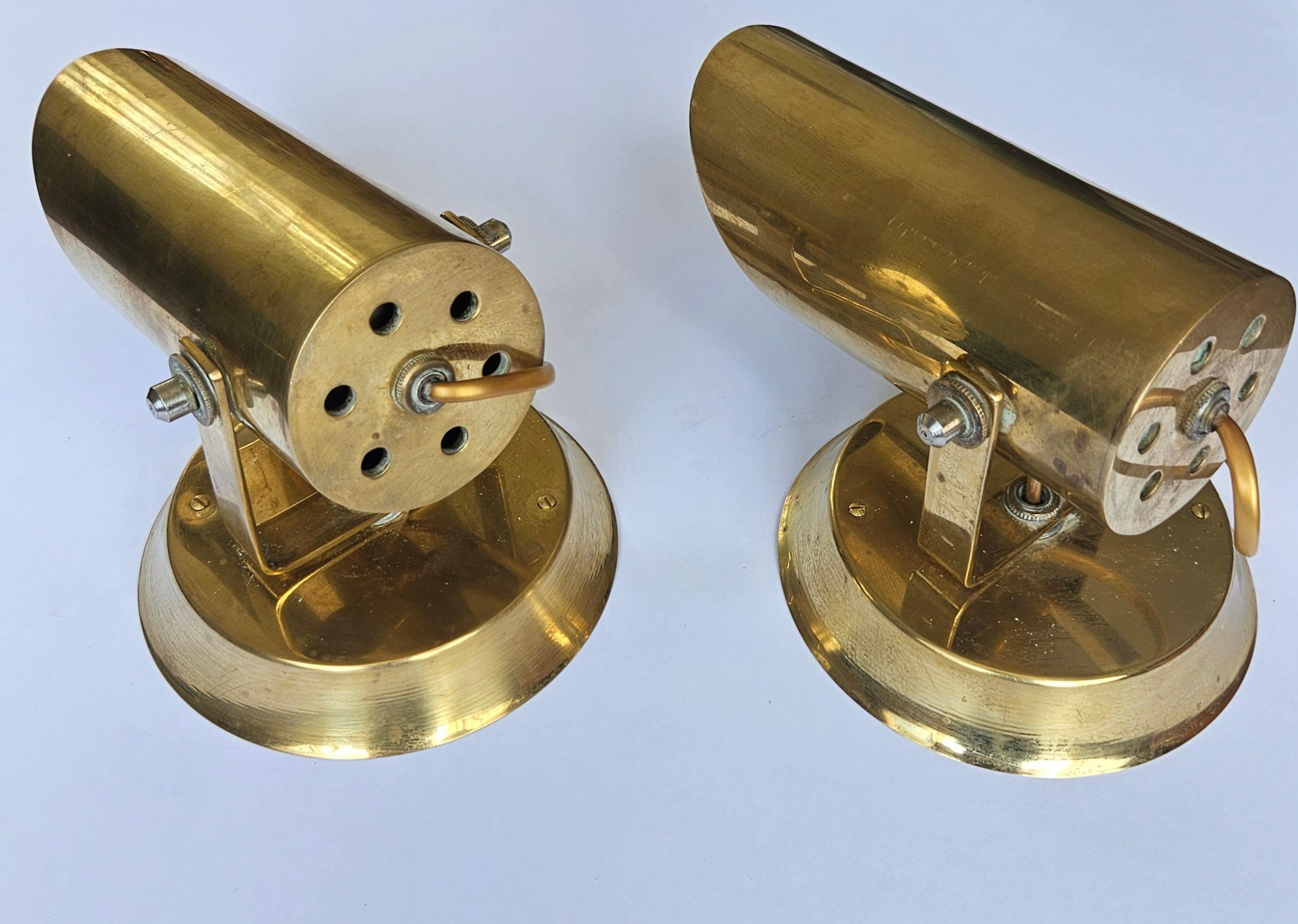 Paar seltene verstellbare Wandlampen aus Messing, Deutschland, 1960er Jahre im Angebot 2