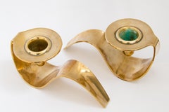 pair of rare brass candle sticks for Cohr, Denmark 1960s